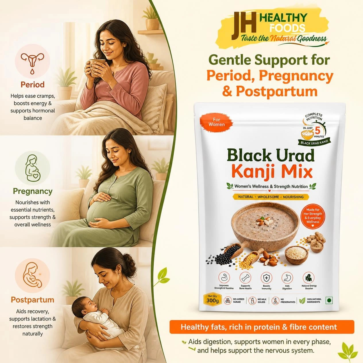 Black Urad Kanji Mix | Women's Wellness & Strength Nutrition | 300g