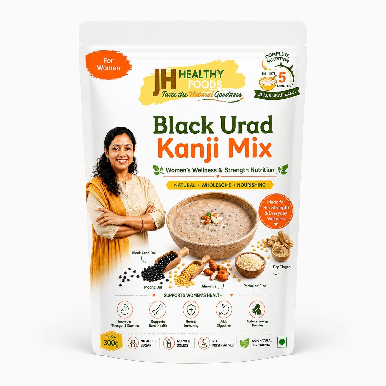 Black Urad Kanji Mix | Women's Wellness & Strength Nutrition | 300g