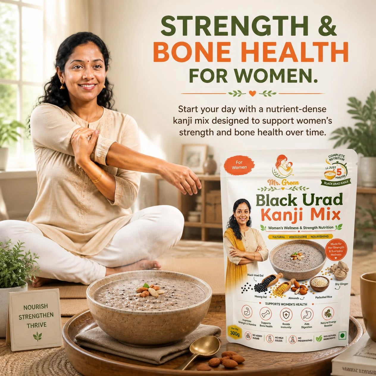 Black Urad Kanji Mix | Women's Wellness & Strength Nutrition | 300g