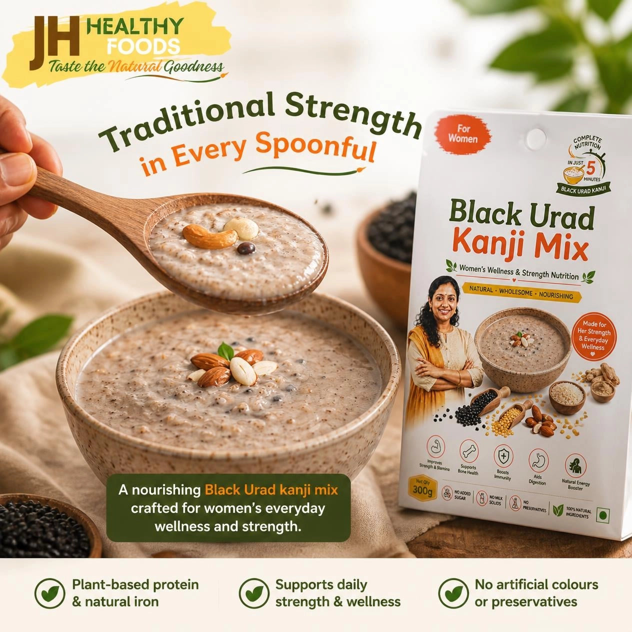 Black Urad Kanji Mix | Women's Wellness & Strength Nutrition | 300g