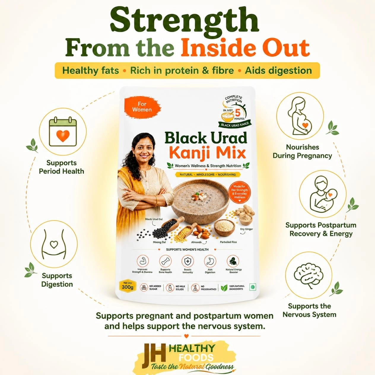 Black Urad Kanji Mix | Women's Wellness & Strength Nutrition | 300g