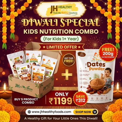 Diwali Special Kids Nutrition Combo Box (1+ Years) | 5 Healthy Foods + FREE 200g Dates Powder