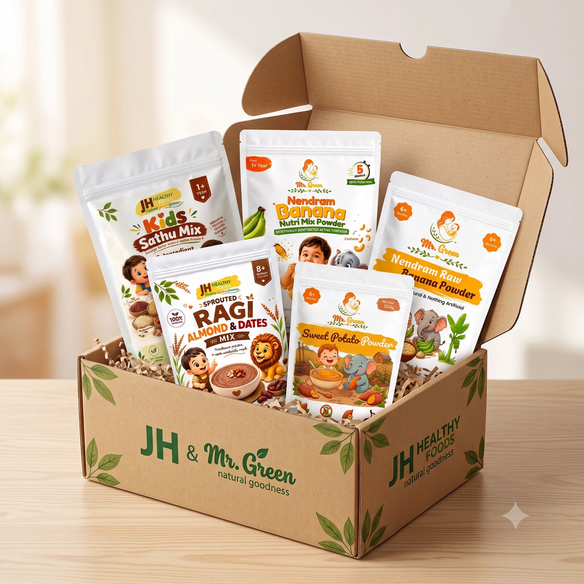 Diwali Special Kids Nutrition Combo Box (1+ Years) | 5 Healthy Foods + FREE 200g Dates Powder