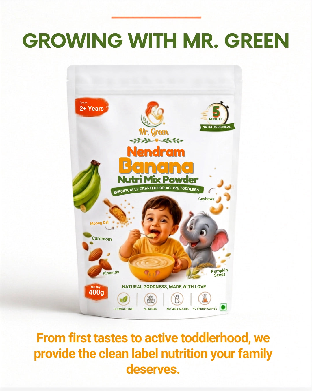 Nendram Banana Nutri Mix for Babies & Kids | Nutrient-Rich Multi Ingredient Food | 1+Year