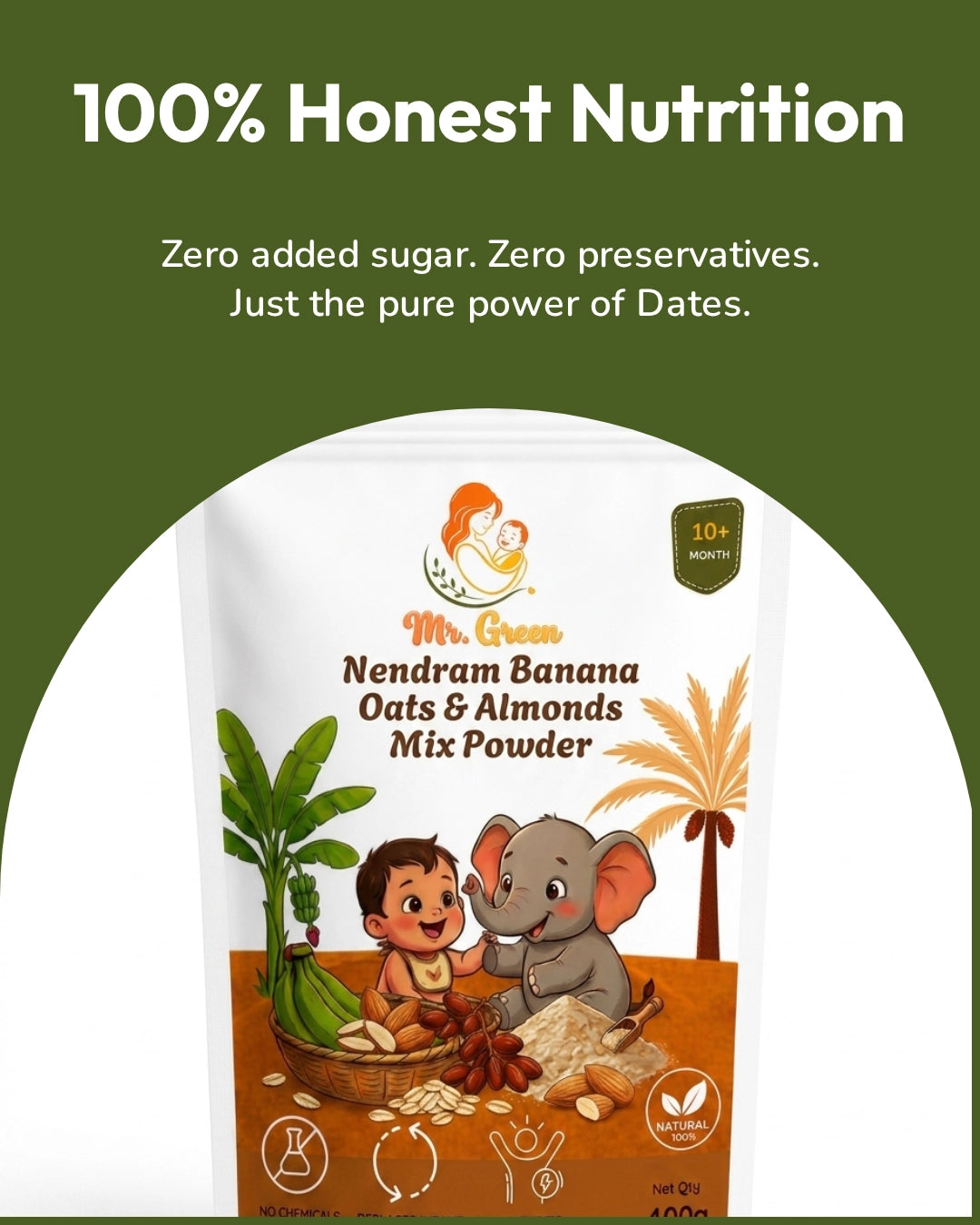 Nendram Banana Dates Mix | Natural Iron-Rich Food for Babies & Kids | 10+M