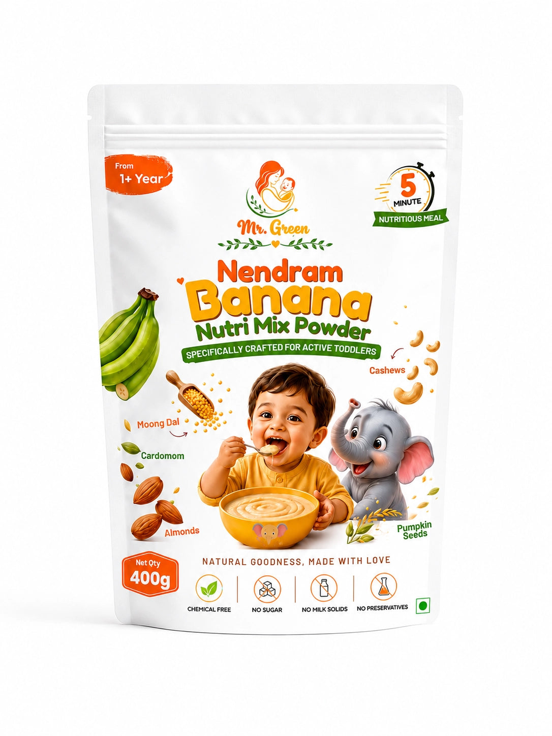 Nendram Banana Nutri Mix for Babies & Kids | Nutrient-Rich Multi Ingredient Food | 1+Year